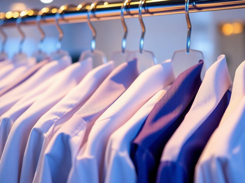 Freshly cleaned shirts on hangers